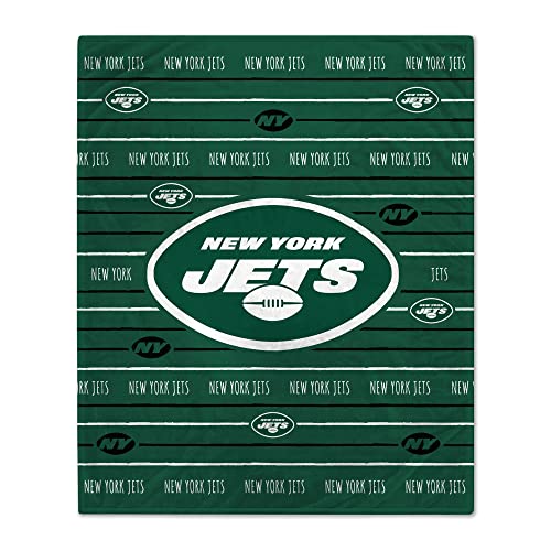 Pegasus Home Fashions New York Jets 60'' x 80'' Logo Stripe Flannel Fleece Blanket