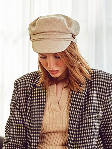 Accsa Womens Fashion Newsboy Cap Bakerboy Cabbie Gatsby Pageboy Visor Beret Hat Sandy Beige #TOP2
