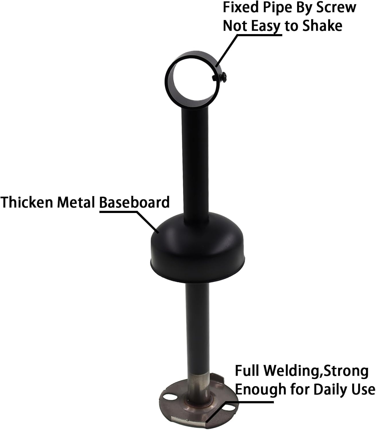 Curtain Rod Ceiling-Mount Bracket,Stainless Steel Ceiling-Mount Rod Holder,TTZEZE Heavy Duty Curtain Rod Holder,Shower Curtain Hanging Rod Supports Sockets (Black, H:30cm/11.81'' ID:2.6cm/1'' 2PCS)