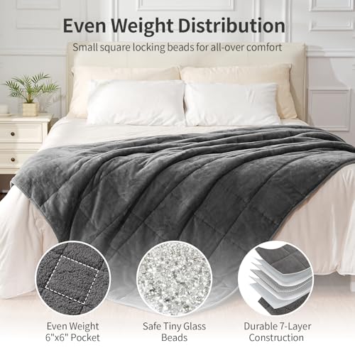 Image of Uttermara Weighted Blankets for Adults Full Size, 10lbs 48x72 inches Blanket with Soft Warm Plush Sherpa Fleece, Washable Thick Heavy Throw for Sleeping and Calming, Grey