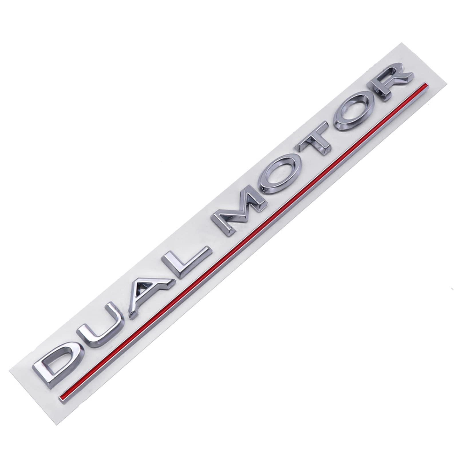 Autocollant Décoratif Emblème Double Moteur pour Voiture Badge Compatible avec Modèle 3 Y X S (Argent Rouge)