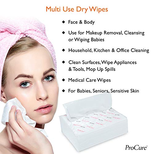 Ultra Soft Dry Wipes for Baby and Adults, 200 Count - Convenient Dispenser Pack - 11.5" x 9.25" - Disposable Dry Cleansing Cloths, Hospital Washcloths - for Cleaning, Incontinence, Facial Use - Thumbnail 5