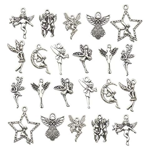 YuuHeeER Antique Silver Bulk Wings Fairy Tibetan Angel Charms For Pendants Crafts 66 Pcs 151 Jewellery Making Diy Cover