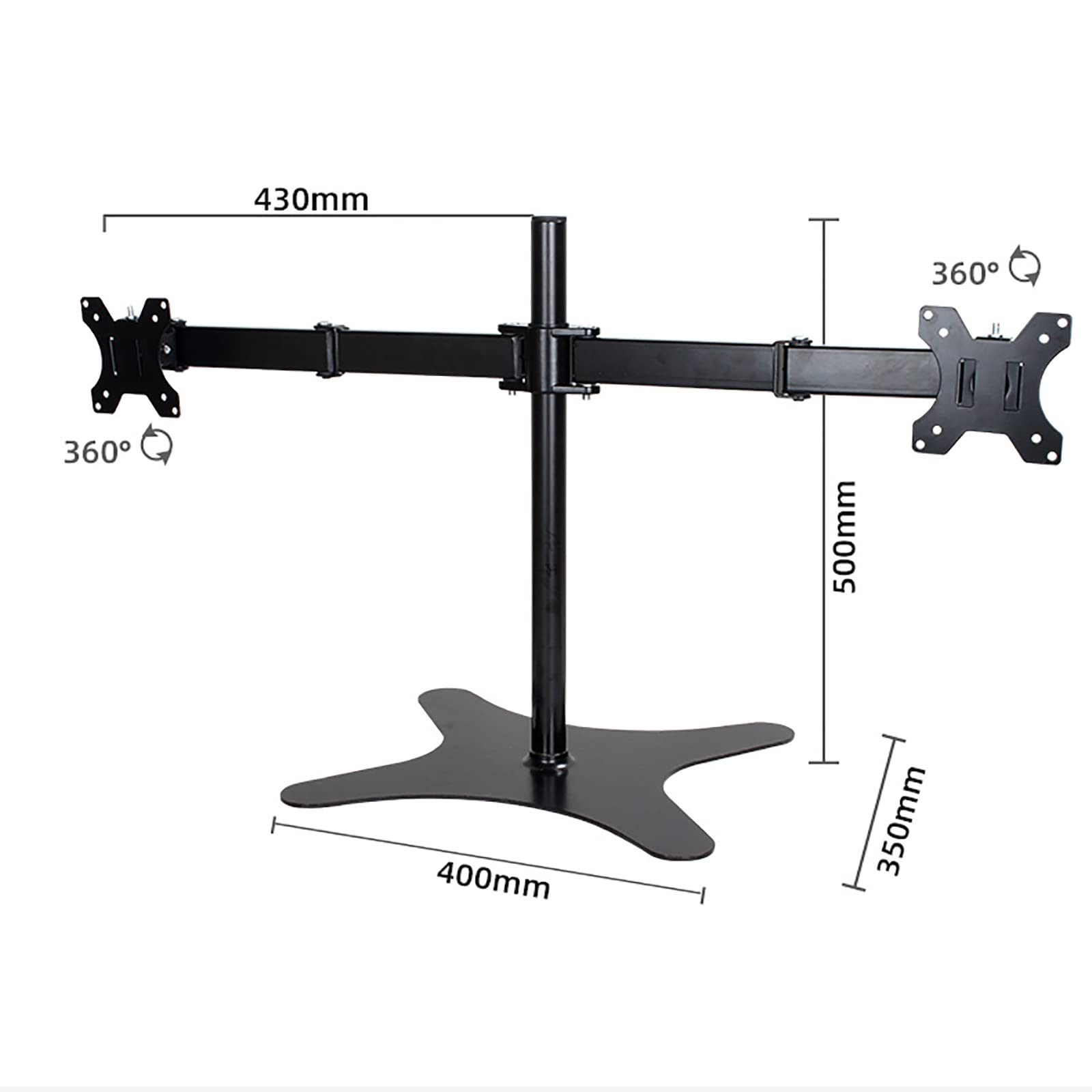 Supporto per Doppio Monitor, Robusto Supporto da Scrivania con Bracci Completamente Regolabili per 2 Schermi Fino A 32 Pollici, Facile da Installare.