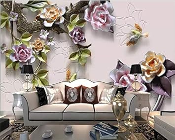 Avikalp Exclusive AWZ0378 3D Wallpaper Embossed Floral Wallpaper Home Interior Sofa Background HD 3D Wall Sticker(182cm x 121cm)