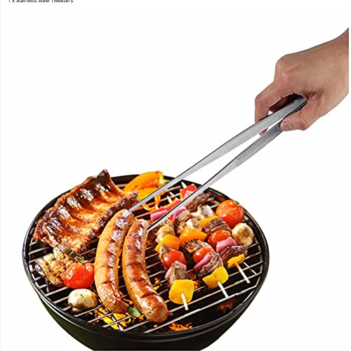 Pinza da Cucina Clip per griglia per Alimenti Ispessita in Acciaio Inossidabile Pinza per Alimenti Lunga in Argento Cucina Perfetta per Quasi Tutte Le attività in Cucina