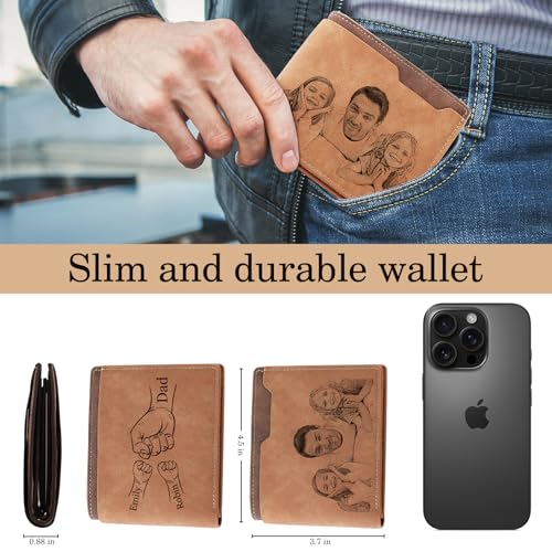 Custom Wallets for Men Leather Wallet for Men,Father's Day Personalized Men's Wallet,Gift for Dad Men's Wallet (Brown style2)2