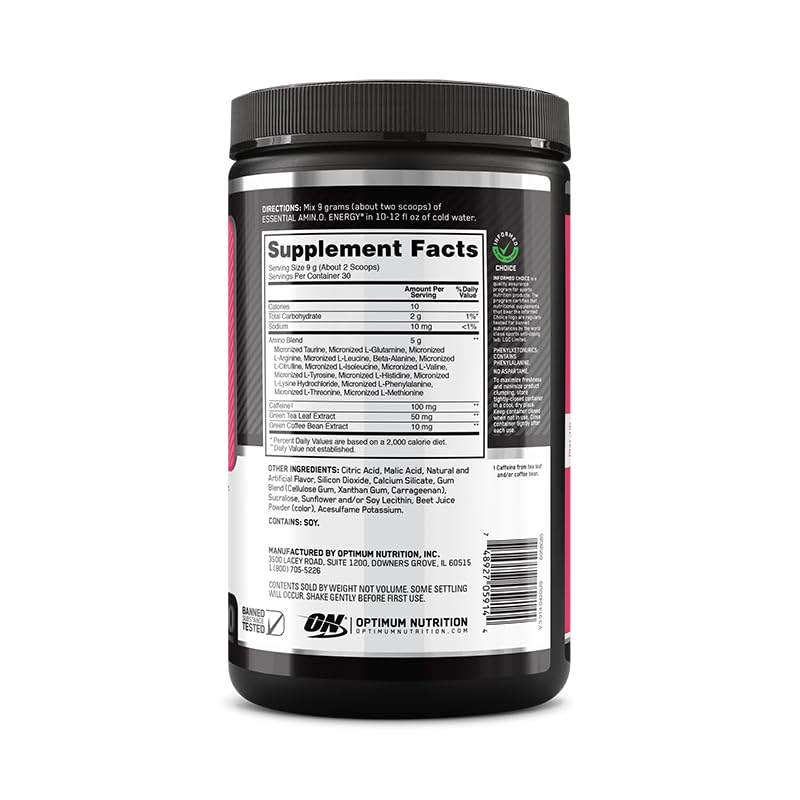 Image of Optimum Nutrition Amino Energy-Pre Workout with Green Tea,BCAA,Amino Acids,Keto Friendly,Green Coffee Extract,Energy Powder-Juicy Strawberry Burst,9.5Ounce,30 Servings,(Pack of 6),(Packaging May Vary)
