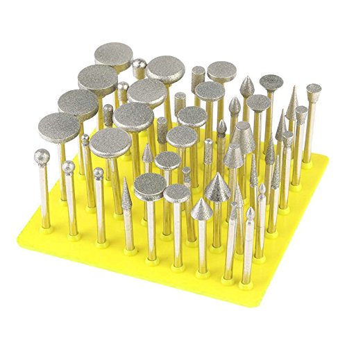 vnobwa 50Pcs Diamond Coated Grinding Grinder Head Glass Burr For Rotary