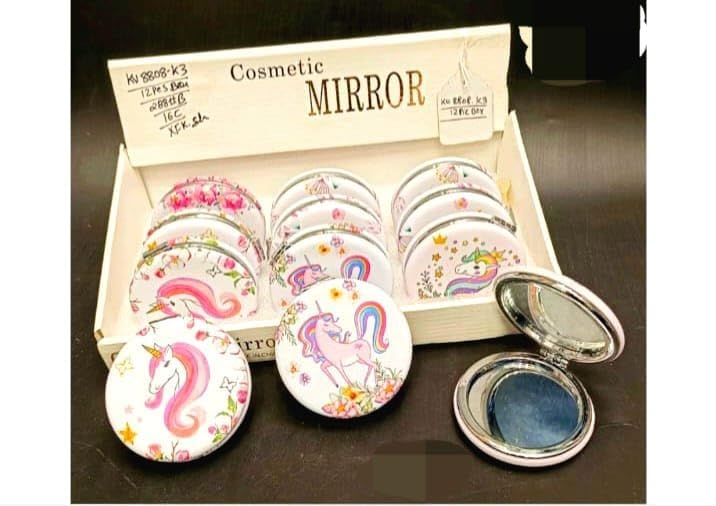 Unicorn Mirror Foldable Pocket Makeup Mirror for Girls, Women Compact Mirror - Ideal Return Gift for Girls and Kids - Portable Folding Mirror (1pc) (Round) Random Colour-image-10