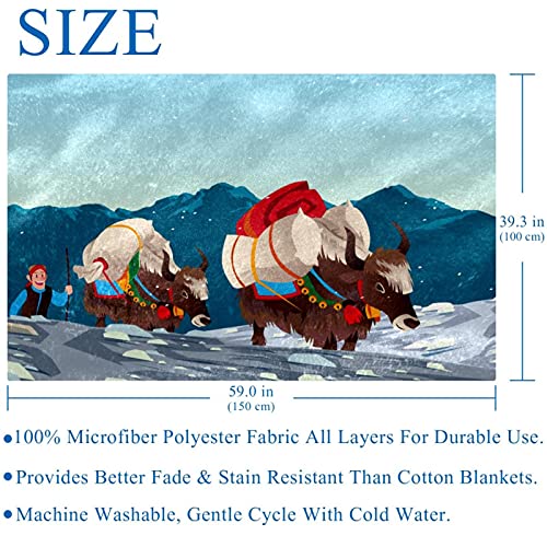 Aisso Yaks Carrying Heavy Loads Prints Soft Warm Cozy Blanket Throw For Bed Couch Sofa Picnic Camping Beach, 150×100Cm #TOP4