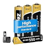 1.2V 550mAh Ni-MH AAA Rechargeable Batteries - Pre-Charged Low Self-Discharge AAA Battery for Panasonic, BT, Gigaset Cordless Phones | Remote Controls, Toys & More