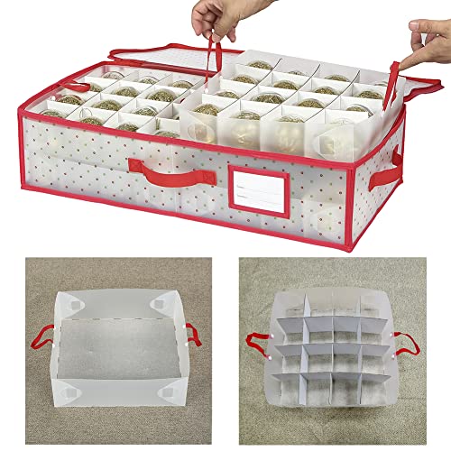 image for Sattiyrch Plastic Underbed Christmas Ornament Storage Box Zippered Clo
