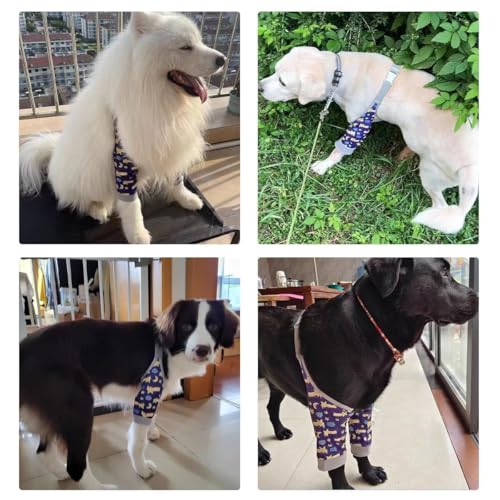 Image of MANON ROSA Dog Elbow Pads, 2XL, Blue | Knee Wrap Front Leg Sleeves, Large Dogs 80-95lbs, Wound Protection & Anti-Licking, Sleeve Length 13.3in