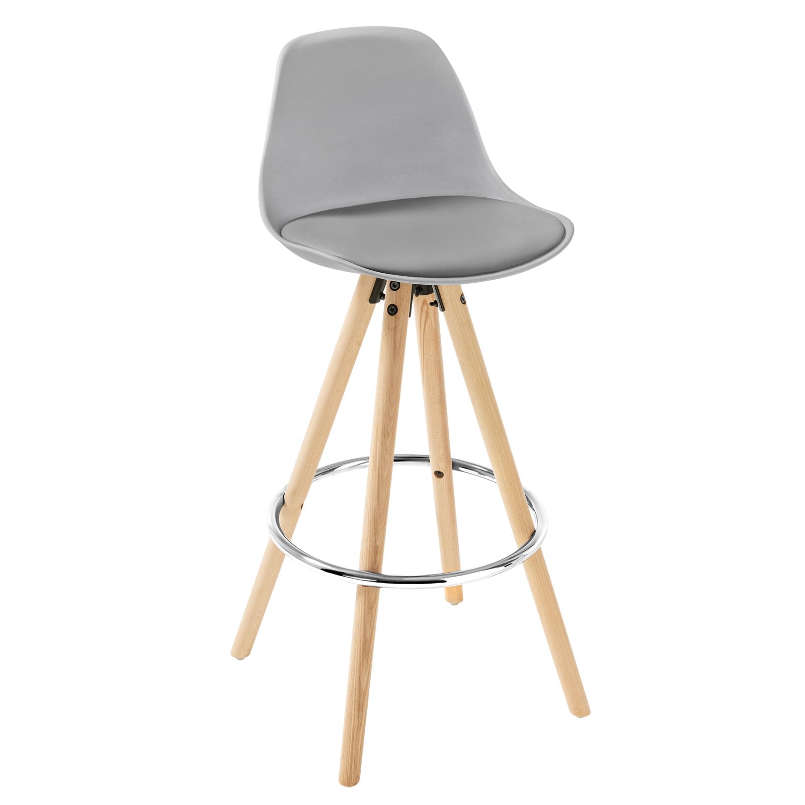 WOLTU Taburete de Bar, Taburete Cocina con Respaldo y Reposapiés, para Cocina, Bar, Cuero Sintético, Gris