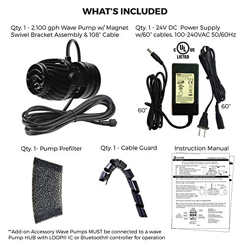 Current Usa Eflux Accessory Wave Pump, 2,100 Gph | Ultra Quiet, Compact Size, Compatible With Loop | For Marine & Freshwater Aquariums #TOP3