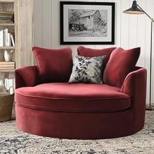 Sky Rise Decor Barrel Chair Accent Sofa with Pillows Round Sofa Modern Oversize Arm Chair Cozy Club Chair for Bedroom, Living Room, Lounge, Hotel & Office Sofa (Grey) (Red)