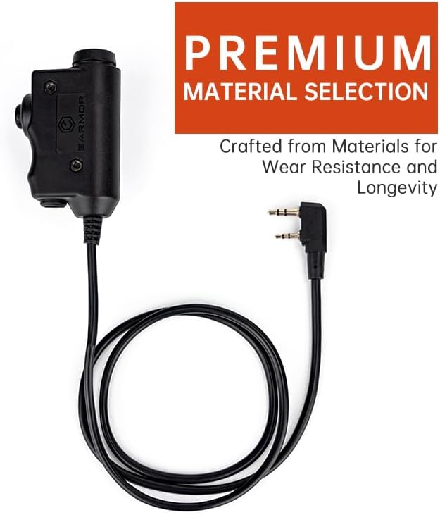 EARMOR Tactical M51 Kenwood Version PTT Military Standard 7.0 Plug for Radio Adapter Black - Image 5