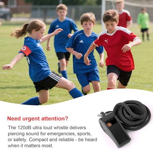 Seakii 24 Pack 120dB Loud Referee Whistles with Lanyards – Heavy-Duty Black Sports Whistles for Coaches, Referees, and Team Events by Seakii - Image 2