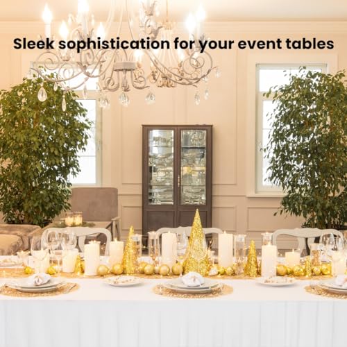 image for RNOONY 6ft White Table Skirt for Rectangle Table, Stretch Spandex Tabl