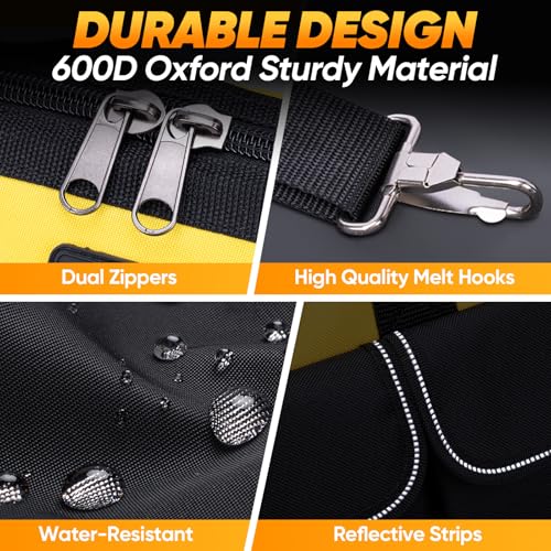 image for TICONN Heavy Duty Tool Bag with Multi-Pockets, Portable Tool Box Organ
