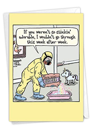 Nobleworks - 1 Funny Cartoon Birthday Greeting Card - Comic Humor, Happy Birthdays Celebration Card - Unicorn Glitter C6952Bdg #TOP20