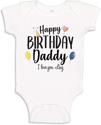 Happy Birthday Daddy Baby Bodysuit/Toddler T-Shirt Present Gift for Daddy from Baby with Custom Name
