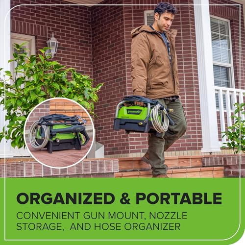 Greenworks 1900 PSI (SGS Certified) 1.2 GPM 13Amp Portable Compact Electric Pressure Washer, Power Washer for Cars, Driveways, Patios, Patio Furniture & Around Pools thumbnail 8