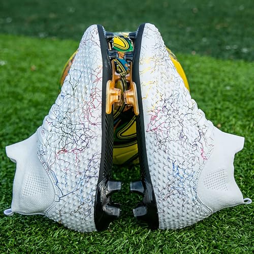 Image of Men's Soccer Shoes High-Top Soccer Cleats Outdoor Breathable Athletic Professional Spikes Youth Boys Football Shoes Unisex
