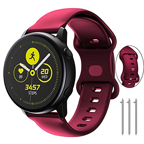 TOOLAIK Compatible with Samsung Active 2 Watch Band 40mm /44mm,Active Watch Band 40mm, 20mm Silicone Watch Bands for Women Men,for Samsung Galaxy Watch Band 42mm/Galaxy Watch 3 41mm Band (Wine red)