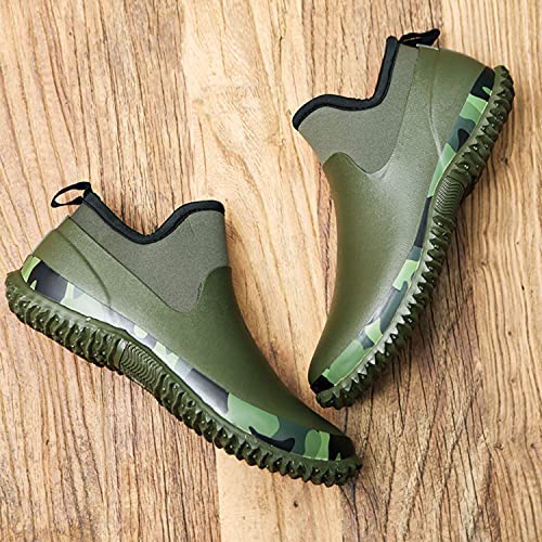 Unisex Waterproof Garden Shoes Lightweight Ankle Rain Boots Mud Muck Rubber Slip-On Footwear With Comfort Insole For Women Men Outdoor (Green, Numeric_9_Point_5) #TOP6
