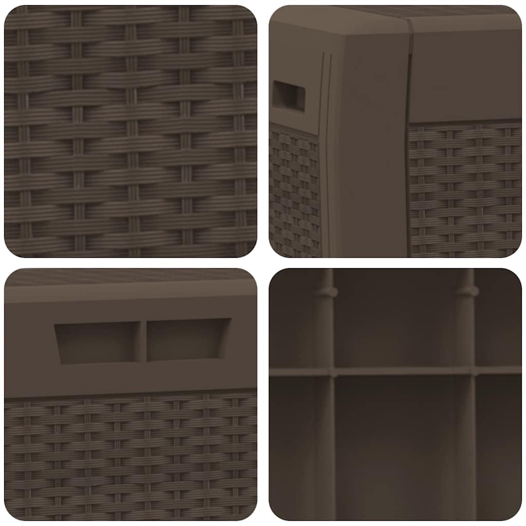 Caja de almacenaje de polipropileno con tapa (119 x 48 x 60 cm), color marrón para jardín, terraza, caja de cojines con asa y tapa bloqueable para cojines