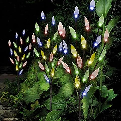 LAURA SECRET HOME Set of 3 Multi Coloured Branch Lights Stylish Ornamental Solar Powered 60 LED Branch Blossom Lights Outdoor Garden Cover
