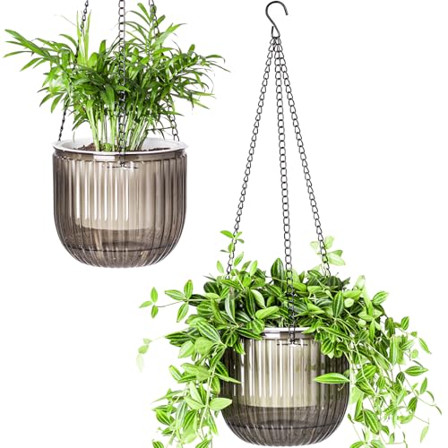 Calvalor 16.5 cm Set of 2 Hanging Plants Pot Hanging Flower Pots Outdoor Hanging Basket Outdoor Hanging Basket Hanging Indoor Hanging Pot for Plants Hanging Flower Pot Hanging Flower Pots Hanging