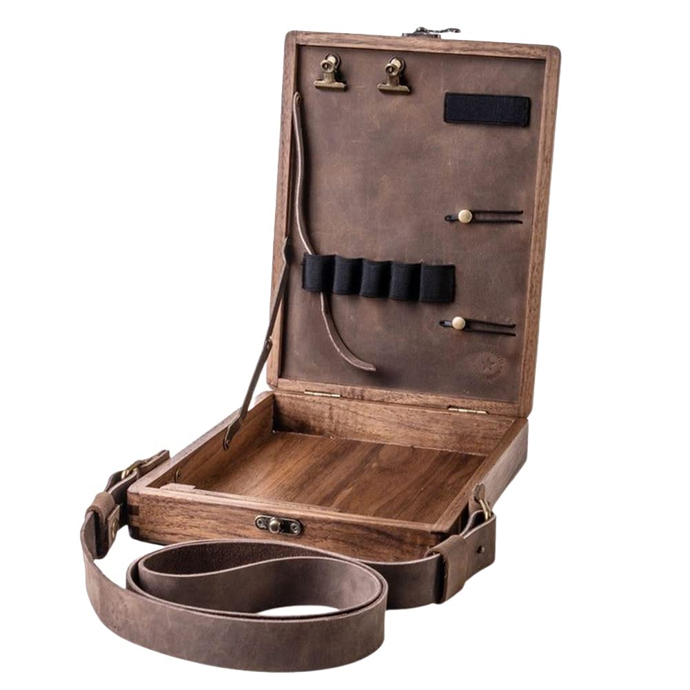 Comphic Escritor Mensajero Caja de Madera Almacenamiento Escritores Pluma Artista Pincel Retro Bolso de Hombro PortáTil para Pintura Al Aire Libre