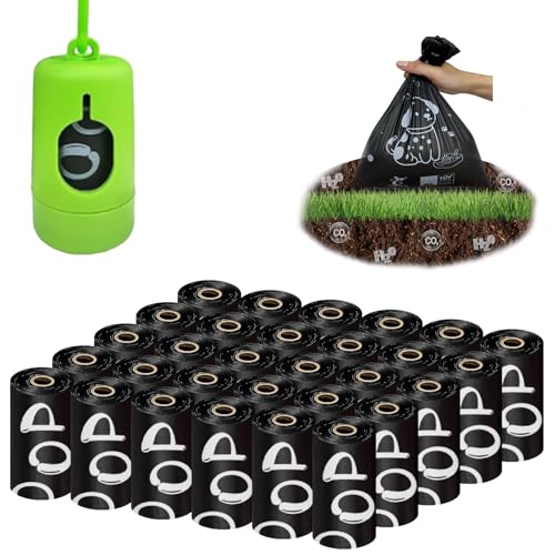 Pet Rhythm Compostable Dog Poop Bags，450 Count - 100% Leakproof & Biodegradable Dog Bags for Poop，Includes Free Dog Poop Bag Holder & Clip