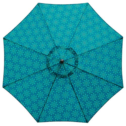 Blissun 9 Patio Umbrella Aluminum Manual Push Button Tilt And Crank Garden Parasol Flower Green Buy Online In Gibraltar At Desertcart