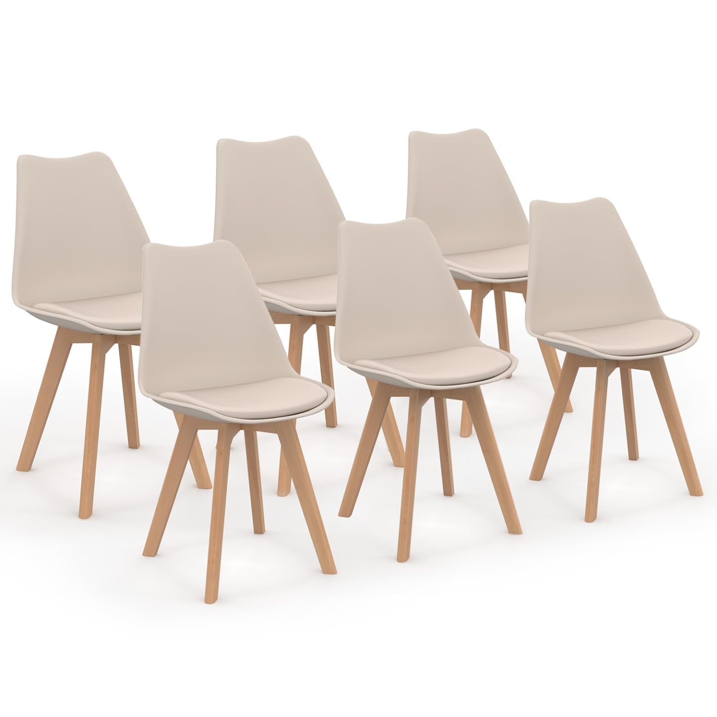 Lot De 6 Chaises De Salle à Manger Sadia – Biscuit – Piètement Métal Noir – Joseph James