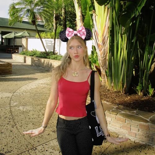Image of DRESHOW Mouse Ears Bow Headbands Glitter Party Decoration Cosplay Costume for Women
