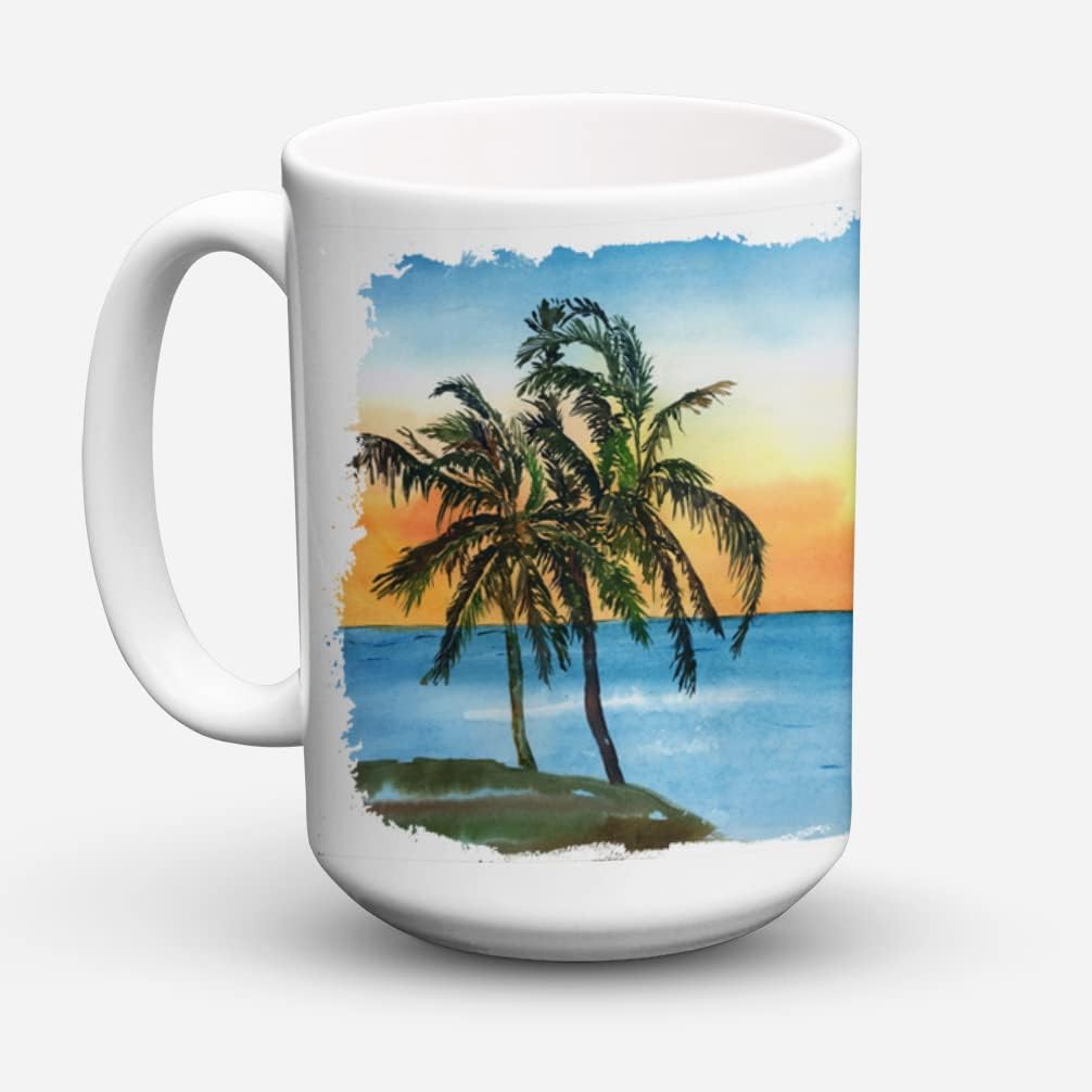 Caroline's Treasures 8551CM15 Palm Tree Dishwasher Safe Microwavable Ceramic Coffee Mug 15 ounce, 15 ounce, multicolor