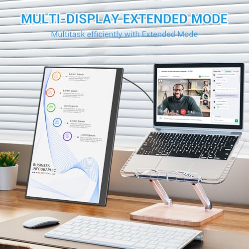 Image of Veout Portable Monitor 14 Inch Ultra-Slim IPS FHD USB C HDMI Travel Monitor for Laptop with Kickstand & Speakers, for Laptop PC, Phone, Mac