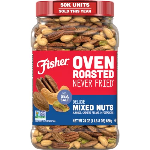 Fisher Oven Roasted Never Fried Deluxe Mixed Nuts, 24 Ounces