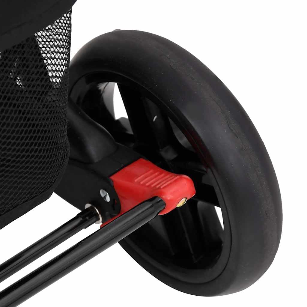 vidaXL Carrito para Gemelos Cochecito Sillita Gemelar Silla de Paseo Canasta Niños Reposapiés Ajustable Dosel Plegable de Acero Rojo