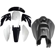 CRF70 XR70 Plastic Fairing Fender Kit with Fuel Tank & Petcock, 7PCS Body Plastics for 110cc250cc Dirt Pit Bike Black w White