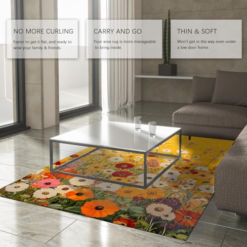 Tapis fleurs vintage 60x120cm lavable et antidérapant