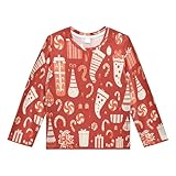 Boys Rash Guard Swim Shirt Long Sleeve UPF+ 50 Sun Shirts Quick Dry Shirt Christmas Candy Hat for Toddler Kids Multi