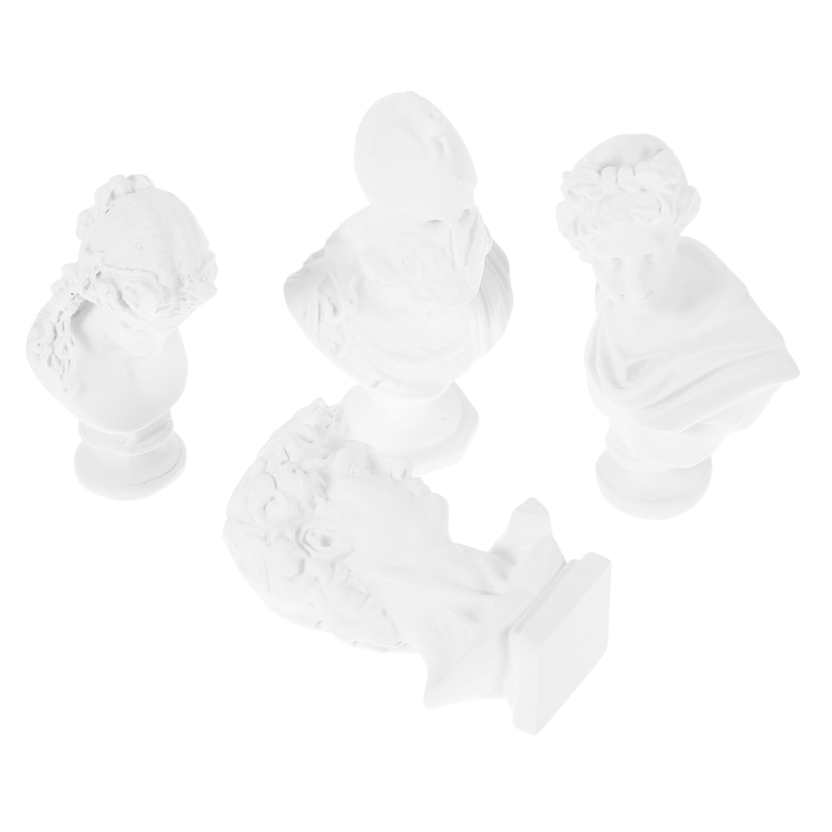 Cabilock 4pcs Bust Sculpture Realistic Miniature Athena Figurine Decorative Resin Statues for Art Practice Home Decor Photography Props and Educational Use