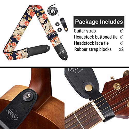 Amumu Peony Crane Sangle de guitare pour guitare acoustique, guitare électrique et basse 5,1 cm de large - Les Beatles, Paul McCartney, John Lennon, RIngo Starr, George Harrison Amumu Peony Crane Sangle de guitare pour guitare acoustique, guitare électrique et basse 5,1 cm de large – Image 3