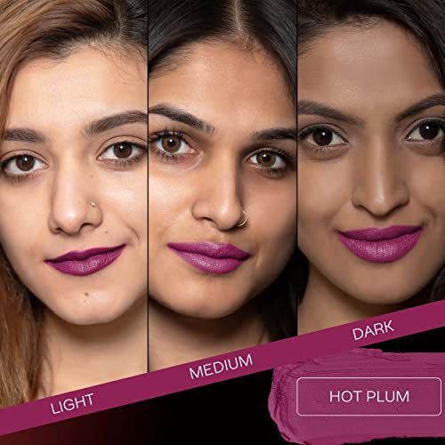 Image of FACESCANADA Weightless Matte Lipstick - Hot Plum 24 (Plum), 4.5G | Highly Pigmented Lip Color | Smooth One Stroke Glide | Moisturizes & Hydrates Lips | Vitamin E, Jojoba & Almond Oil Enriched