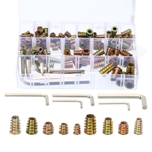 QUARKZMAN 140 Piezas de Tuercas de Inserción Roscadas M4 M5 M6 M8 M10, Juego de Conectores de Sujeción de Pernos de Muebles de Aleación de Zinc